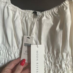 Anthropologie Moon River White cottagecore dress